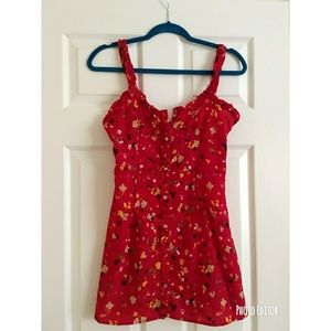 Red summer dress .
